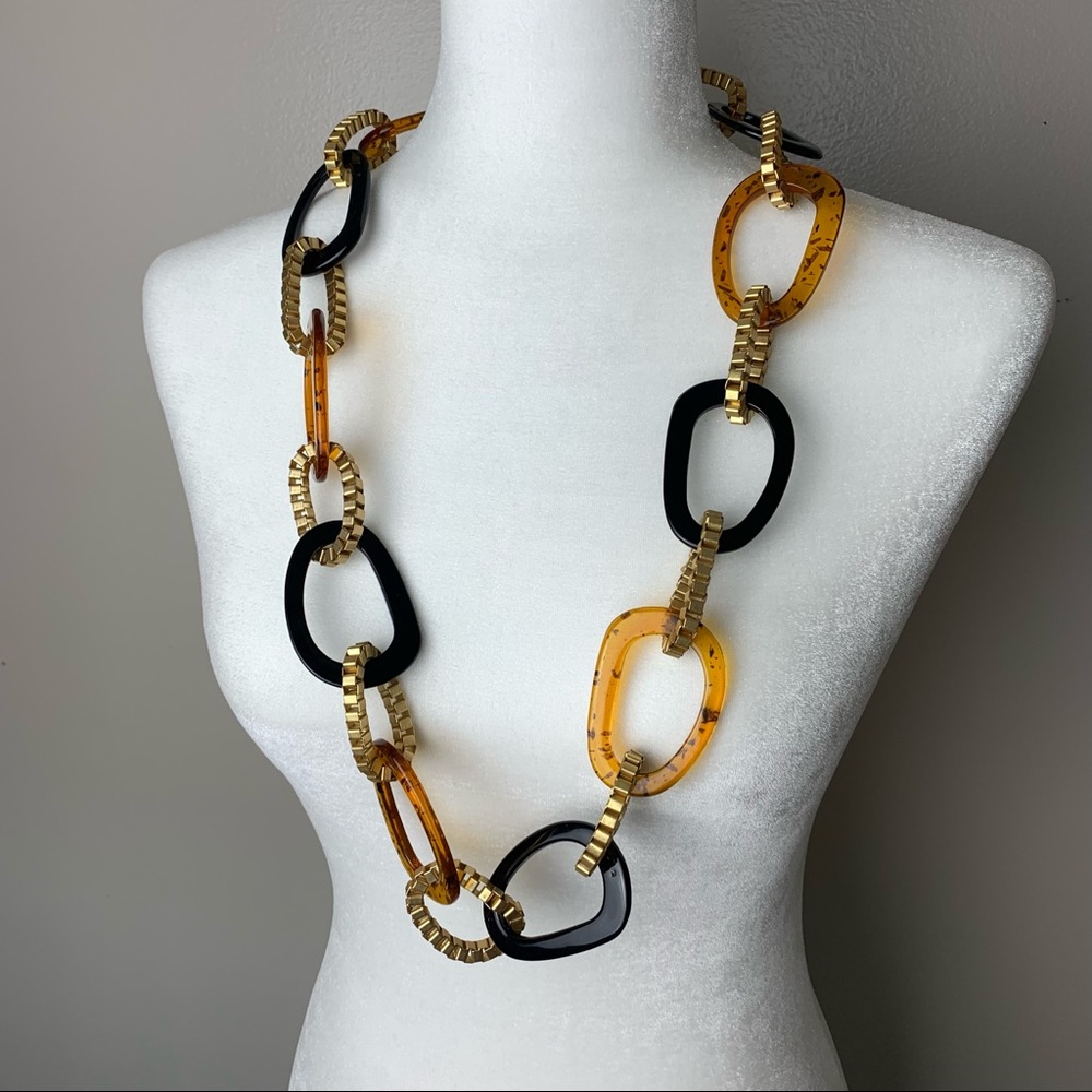 Vintage Black and Amber Link Necklace